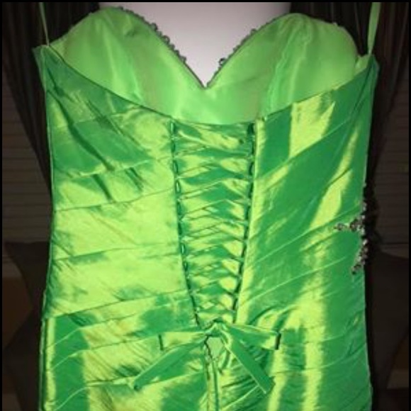 Long Apple Green Night Moves Homecoming Dress - Picture 2 of 2